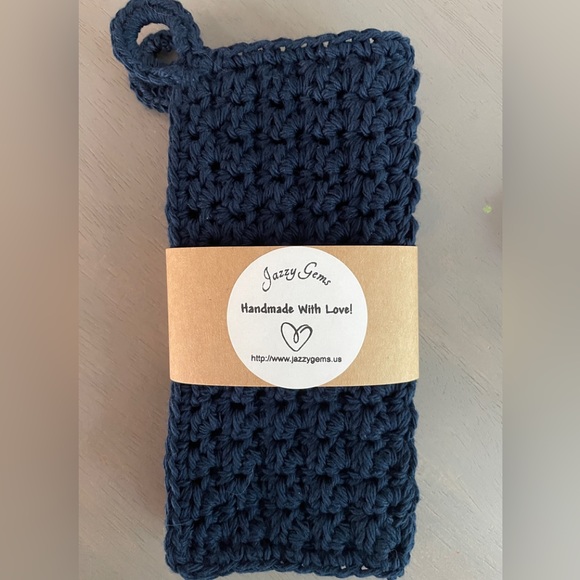 2 Handmade Crochet Washcloths Dishcloths with Hang Loop 100% Cotton PICK COLOR! - Picture 2 of 16